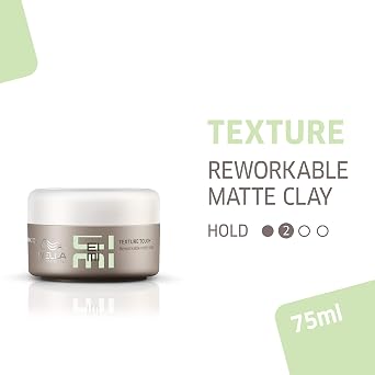 Wella Professionals EIMI Texture Touch Reworkable Matte Hair Styling Clay with Light, Flexible Hold, Hold Level 2, 75 ml
