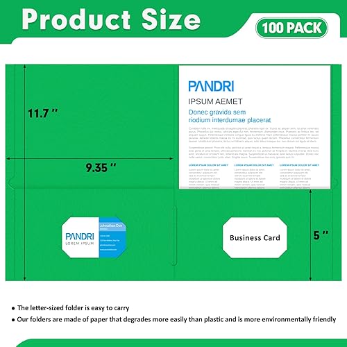 Miniatura 2 de PANDRI - Carpetas de dos bolsillos, paquete de 100 carpetas de 2 bolsillos, carpeta de archivo de papel tamaño carta para escuela, oficina, hogar,