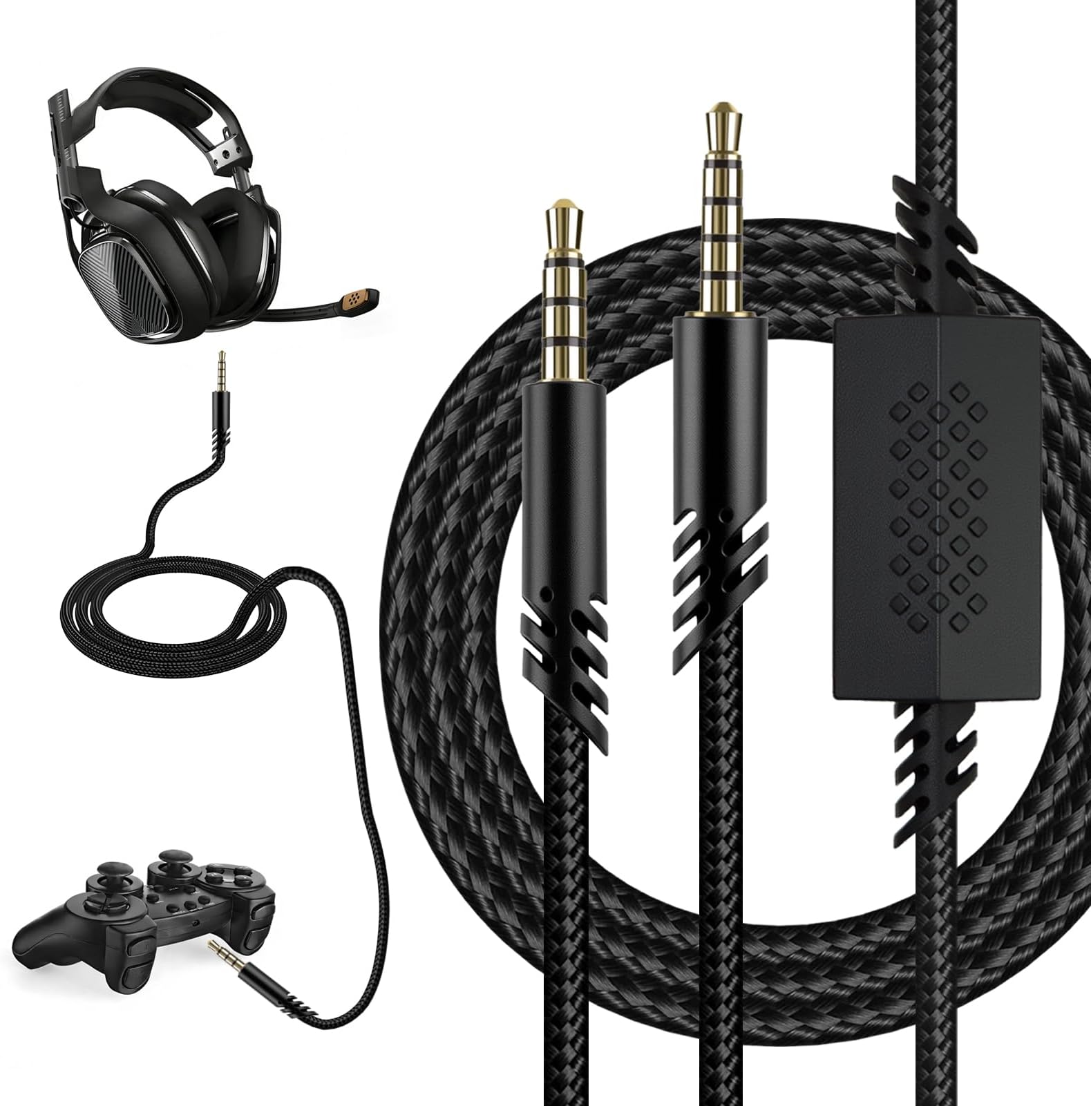 Replacement Audio Cable Compatible with Astro A10 A40 TR Gaming Headsets, 6.5Ft Braided 3.5mm Auxiliary Wire with Inline Mute Switch, Detachable Cord for PS5 PS4 Xbox Console Controllers