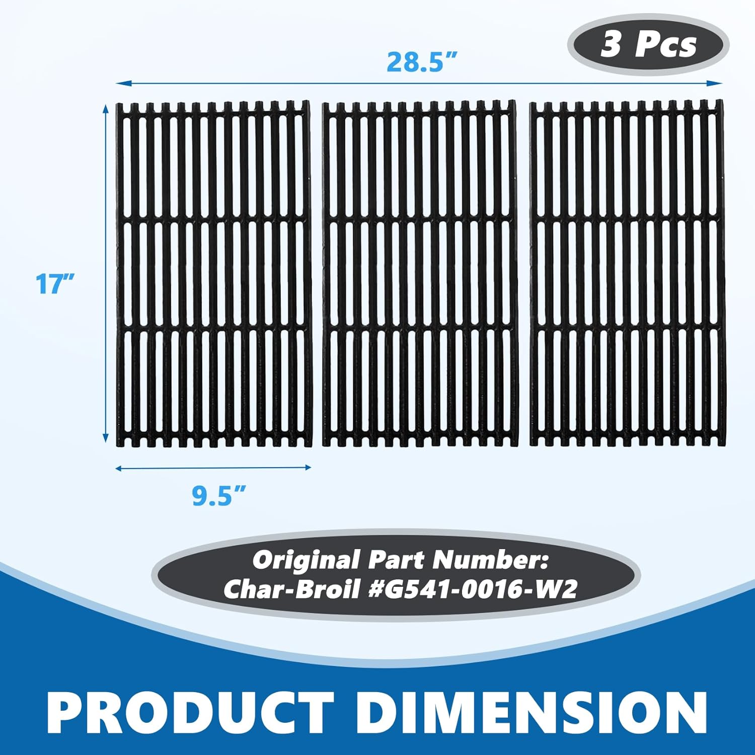 SafBbcue 17 in Cooking Grates Replacement Parts for Charbroil Tru Infrared Grill 463242715, 463242716, 463276016, 466242715, 466242815, Lowes 606682, 639322 Gas Grill, Cast Iron Cooking Grids, 3 Pack