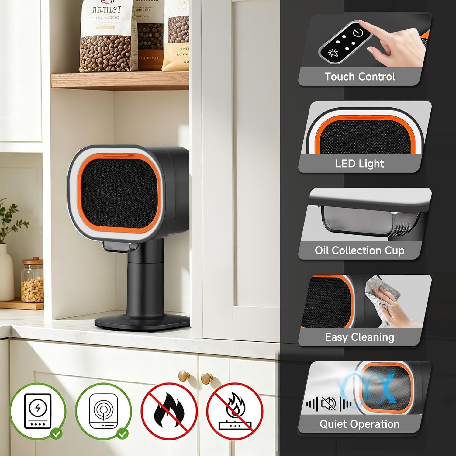 Portable Range Hood, 4-Speed Desktop Exhaust Fan with adjustable Height