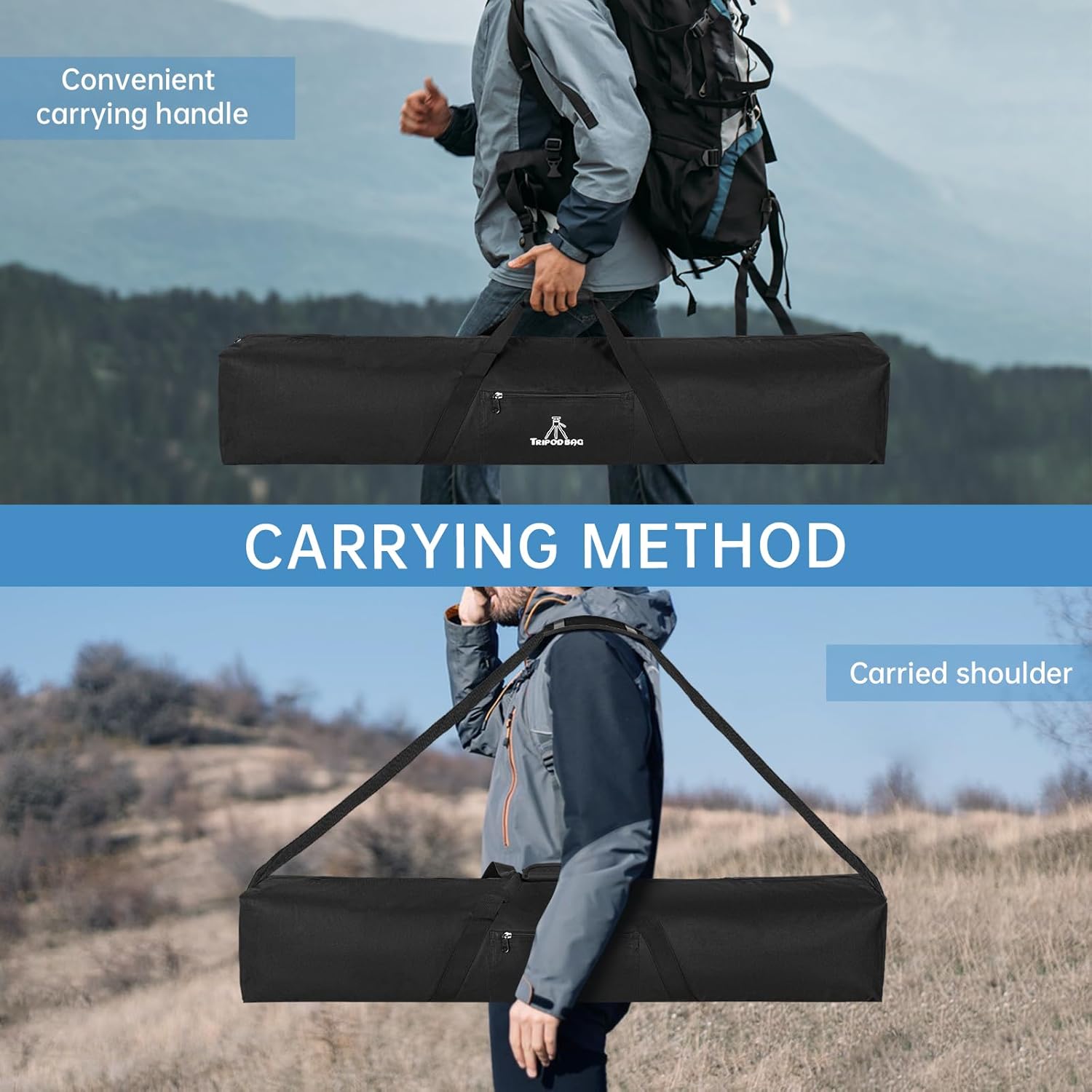 TORIBIO Tripod Carrying Case, 42x8x8in Heavy Duty Tripod Bag with Shoulder Straps and Handles, Multifunctional Monopod Case for Music Stand, Lights, Speakers, Cameras, Booms, Microphone Stands
