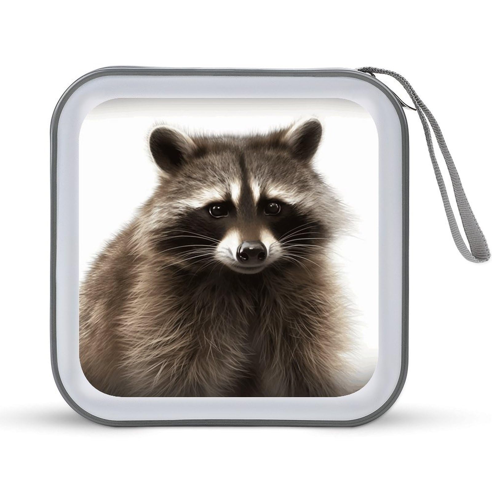 VstaDank - 40 Capacity Furry Raccoon CD Case, with Zipper Disc Storage Organizer, Portable Hard Plastic Storage CD Holder, DVD Organizer