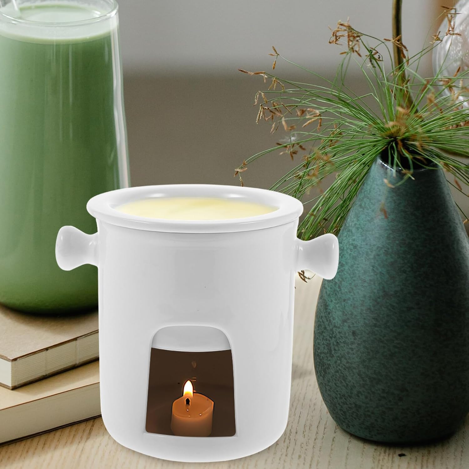 UPKOCH Chocolate Cheese Melting Pot for Fondue Ceramic Melting Stove for Chocolate Cheese Butter for Parties Restaurants and Home Use