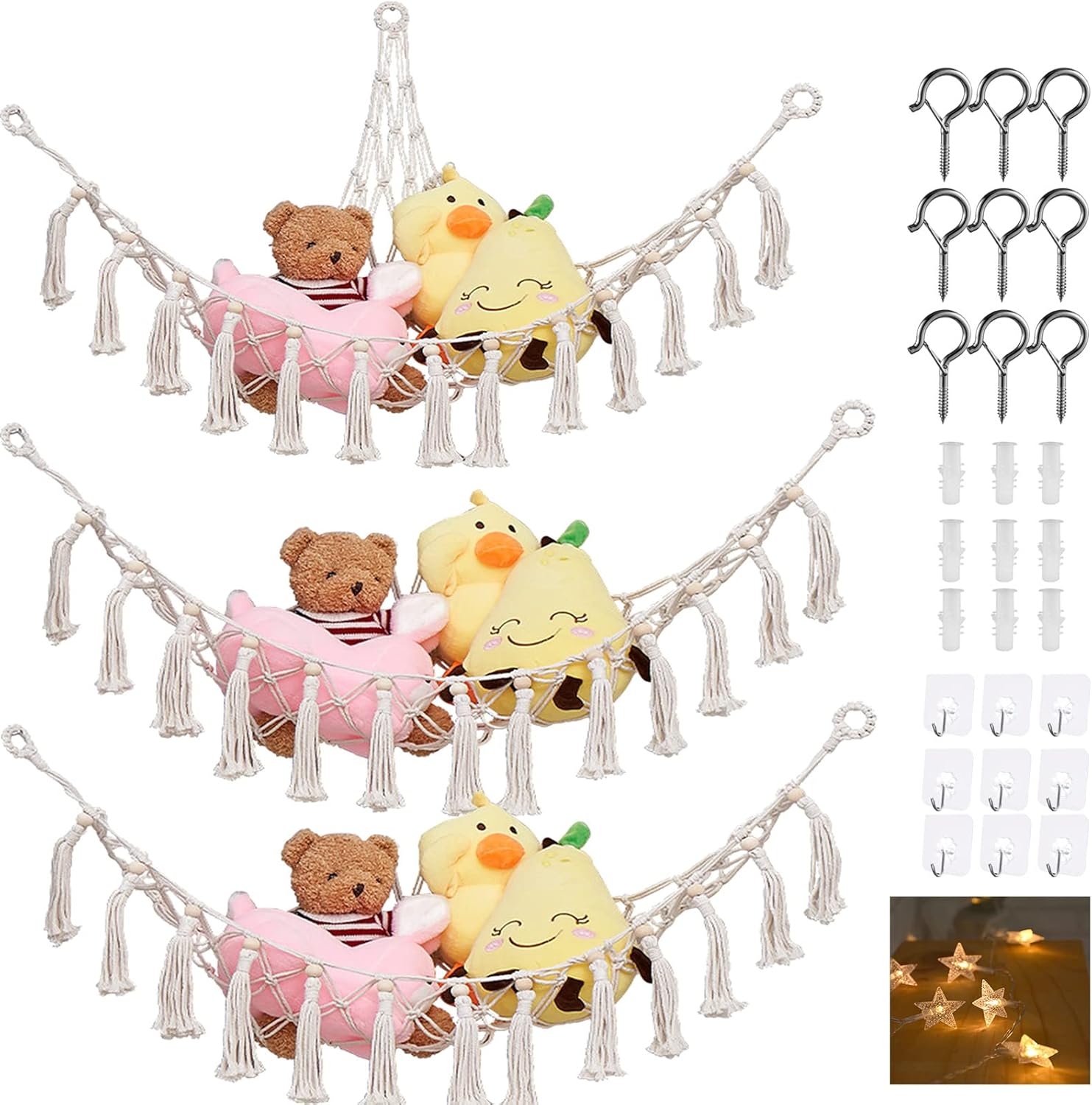 3 Pack Stuffed Animal Storage Hammock Stuffed Animal Net or