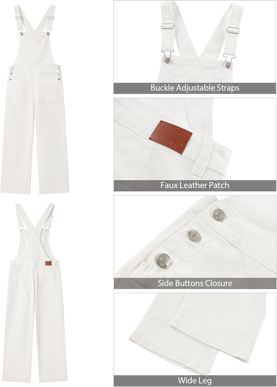 luvamia Jean Overalls for Women Loose Fit Baggy Wide Leg Bib Pocket Adjustable Straps Stretchy Denim Overall Jumpsuits - Image 6