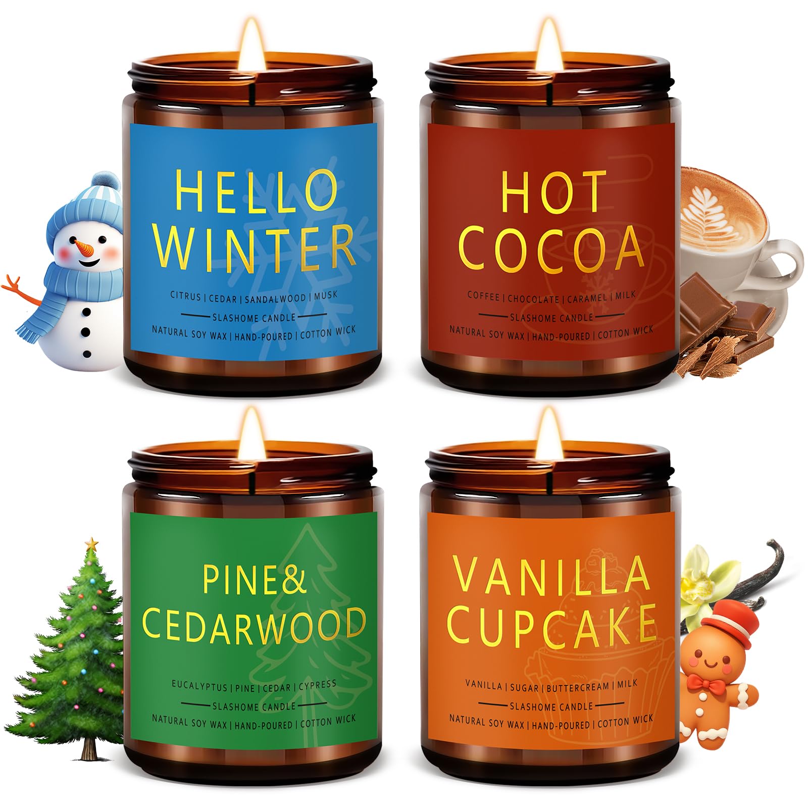 Winter Candle Set 4 Pack Winter Scented Candles for Home