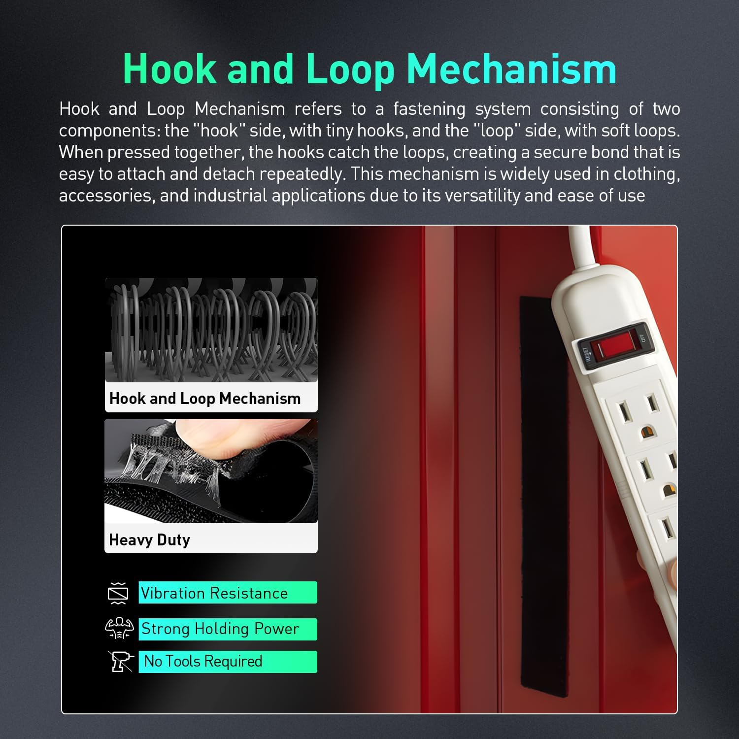 Hook and Loop Tape with 3M 9448A Adhesive, Heavy Duty, 2" x 16.5Ft, Black