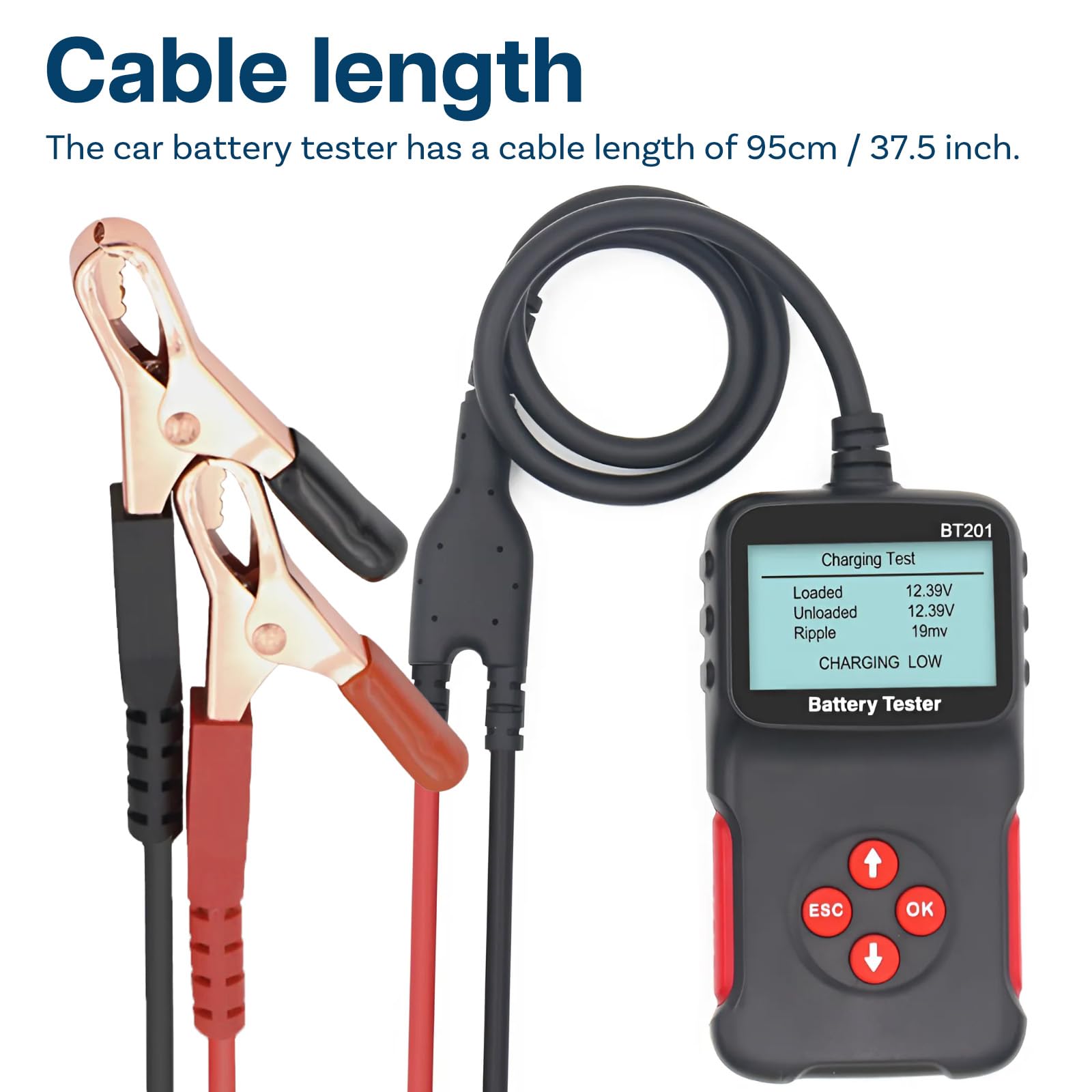 Tester Akumulatorów Samochodowych 12V przez MMOBIEL - Cyfrowy Analizator Alternatora Baterii - Tester Obciążenia 100-2000 CCA - Stanu Akumulatora, Rozruchu i Ladowania Kontrola