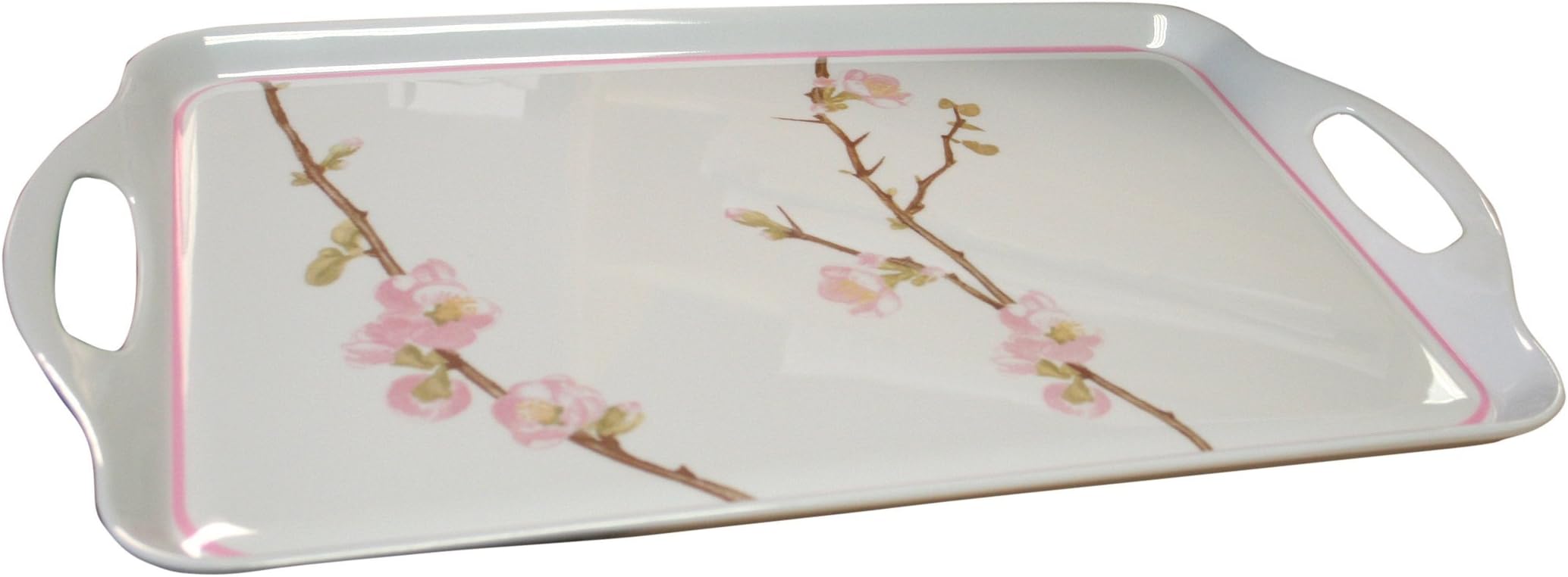 Reston Lloyd Melamine Serving/Ottoman, Rectangular Tray, Cherry Blossom
