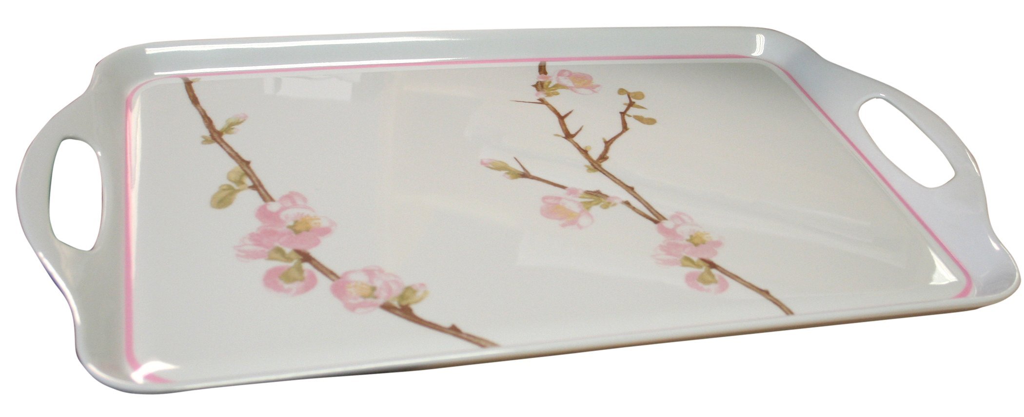 Reston Lloyd Melamine Serving/Ottoman, Rectangular Tray, Cherry Blossom