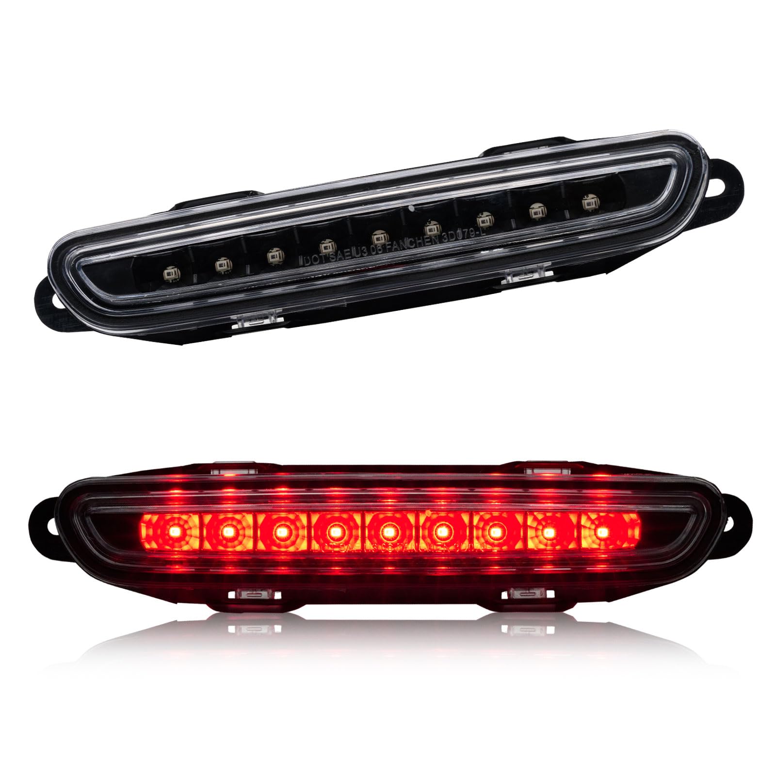 Third 3rd Brake Light LED for 2006-2010 Dodge Charger, High Mount Rear Brake Lights Assembly for 06-10 Charger, Waterproof Center Cab Lamp Stop Light (Black)