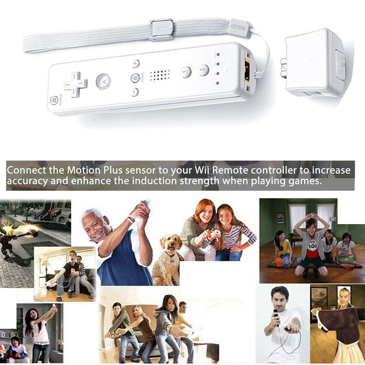 SunshineFace Remote Motion Plus Sensor Adaptateur de Contrôleur + Étui en Silicone pour Nintendo Wii