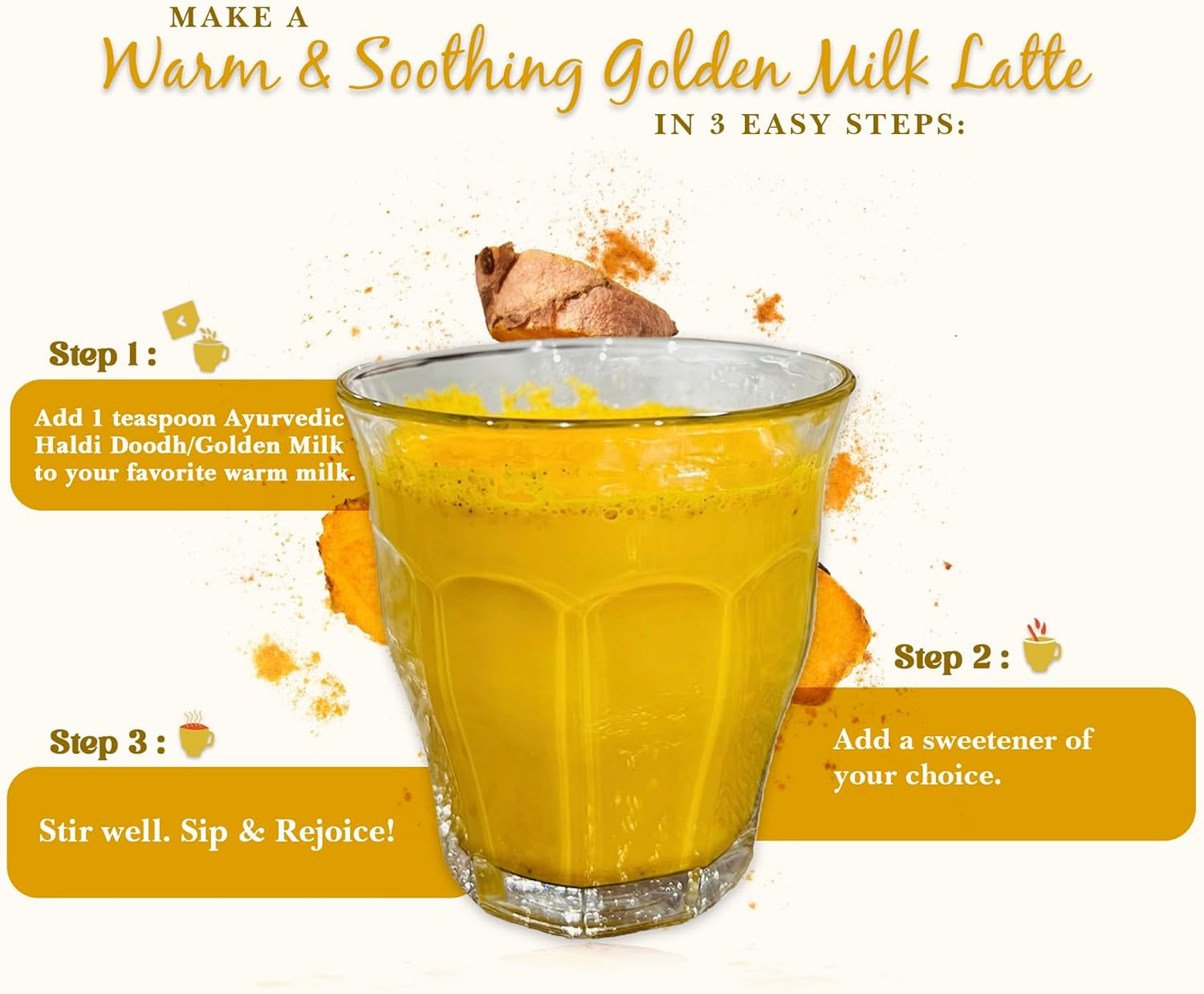 Mt.Meru Medicines Ayurvedic Haldi Doodh/Golden Milk Superblend- with Immune Boosting Formula, Gluten-Free, for Brain Health, Gut Support with High Curcumin Lakadong Turmeric (1.76oz/50g)