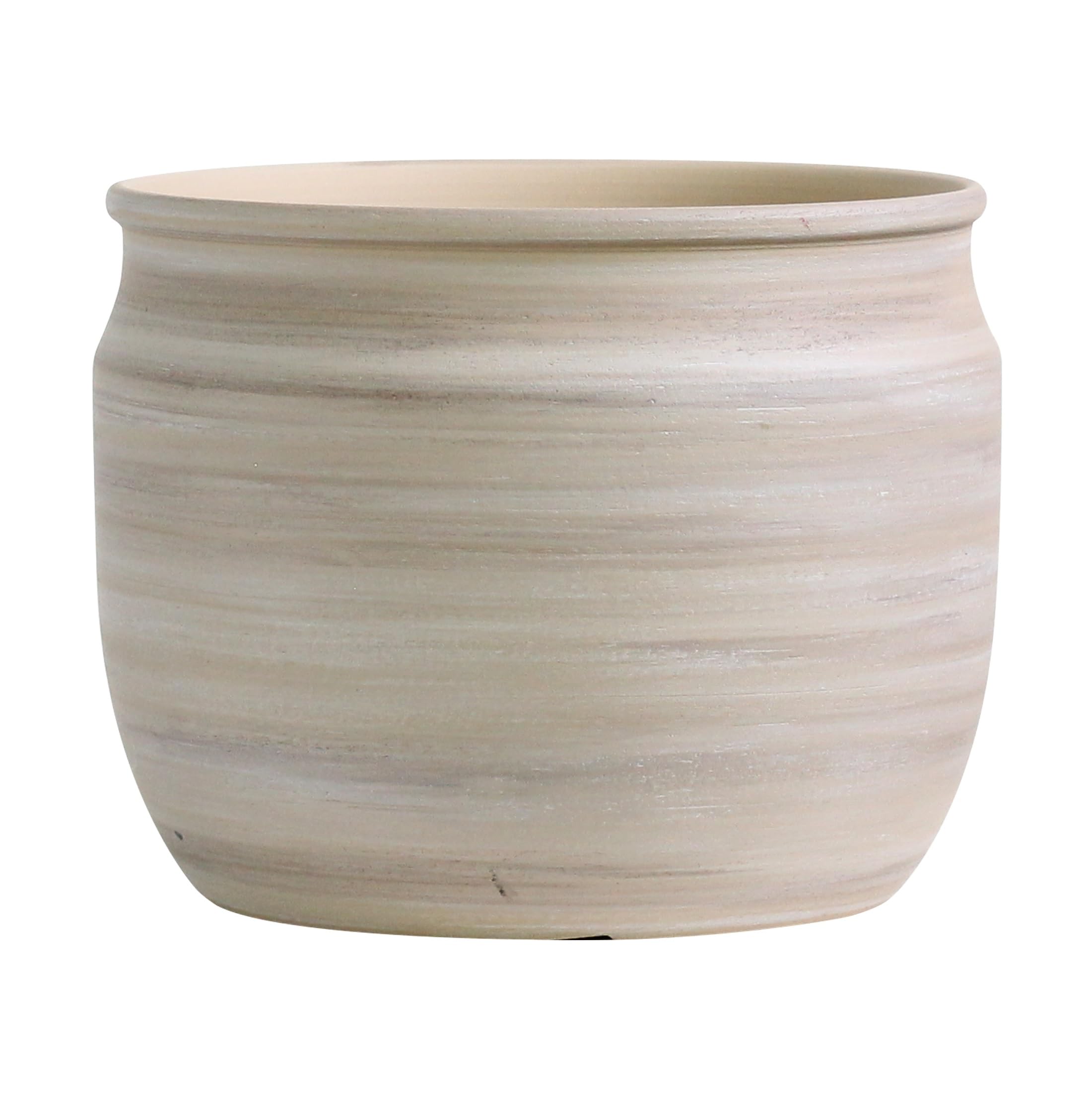 Olly & Rose Macetero grande de terracota cepillado gris/marrón topo – Maceta de cerámica de 23 cm, maceta de exterior e interior para el hogar y el jardín