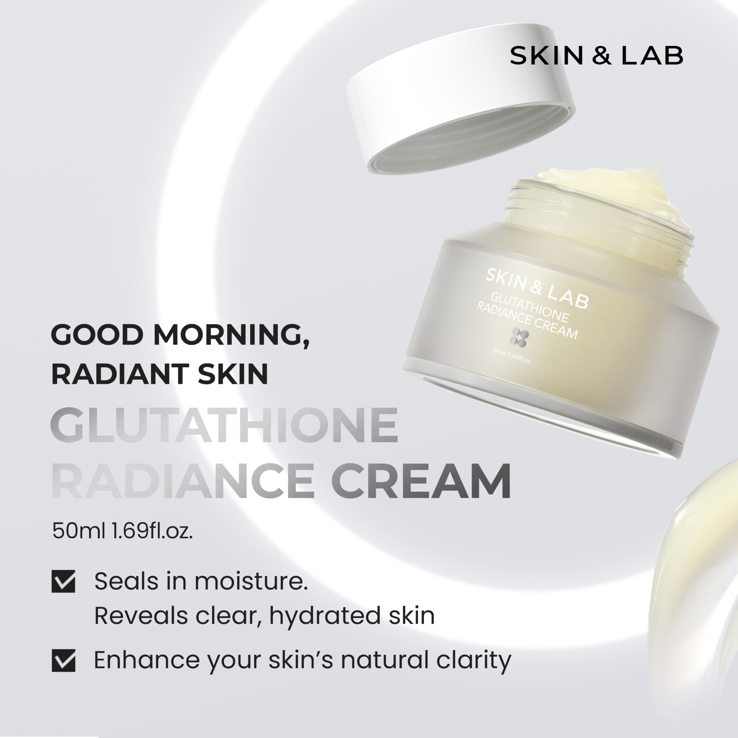 SKIN&LAB Glutathione Radiance Cream 1.69 fl oz | Cellfusome Glutathione 100,000ppm | Face Moisturizer for Dry and Sensitive Skin