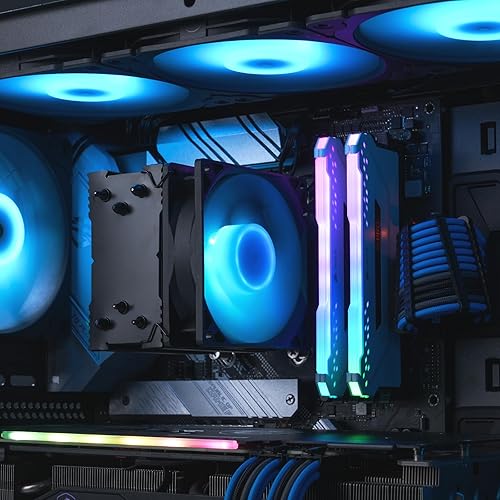 Miniatura 8 de Vetroo V3 - Enfriador de aire para CPU con iluminación ARGB y control inteligente PWM, diseño compacto con ventilador de 5.236 in y 3.622 in, tubos