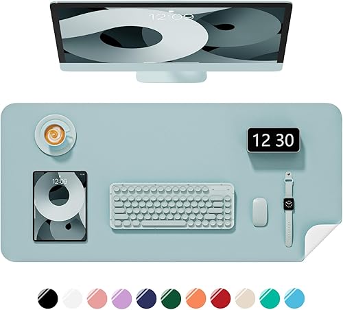 Miniatura 31 de Alfombrilla de escritorio, 60 x 35 cm, de piel sintética, antideslizante, alfombrilla grande para mouse para escritorio, impermeable, almohadilla de