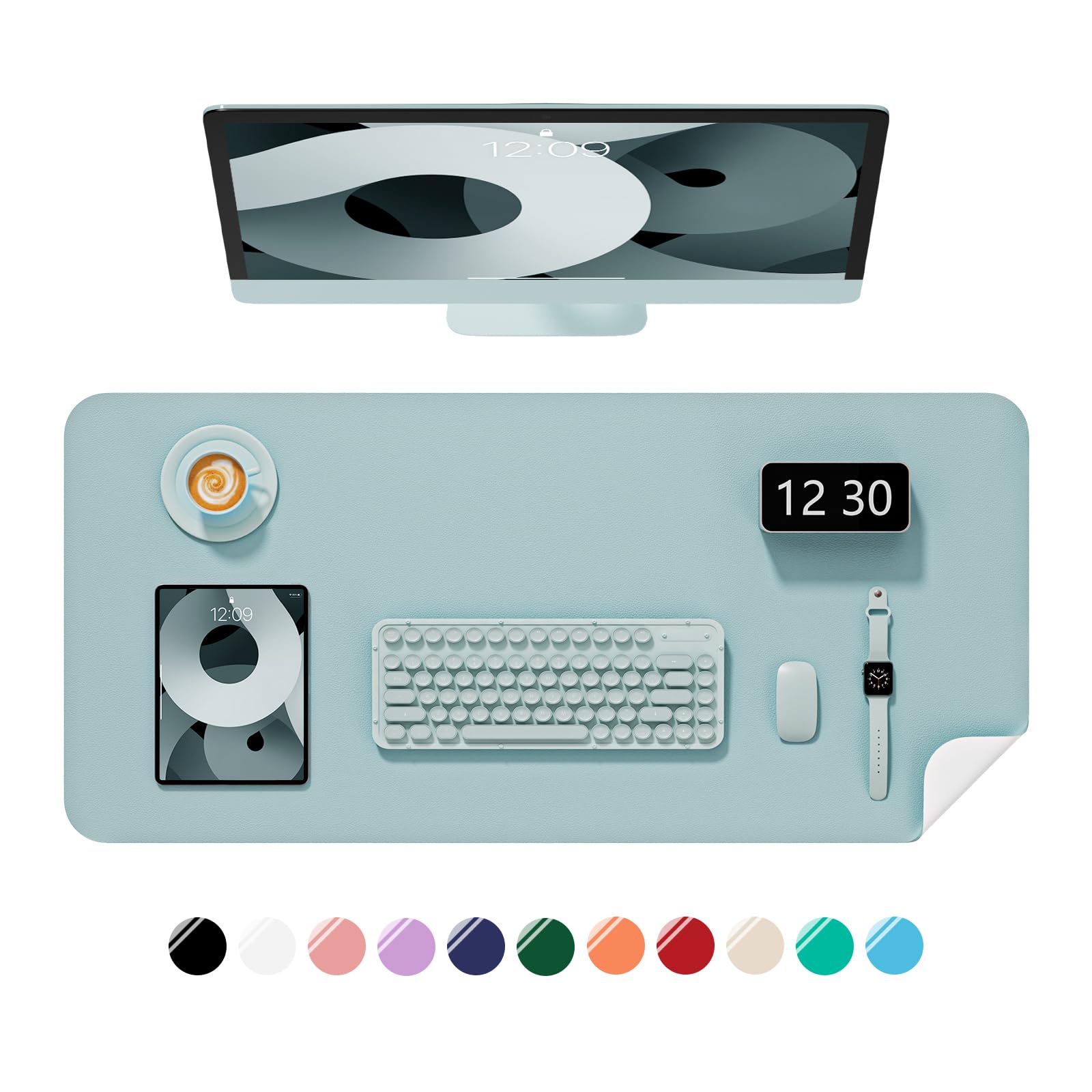 Niniubye Desk Pad, 30" x 14" PU Leather Non-Slip Desk Mat Large Mouse Pad for Desktop, Waterproof Laptop Computer Writing Mat for Office, Home, Work,