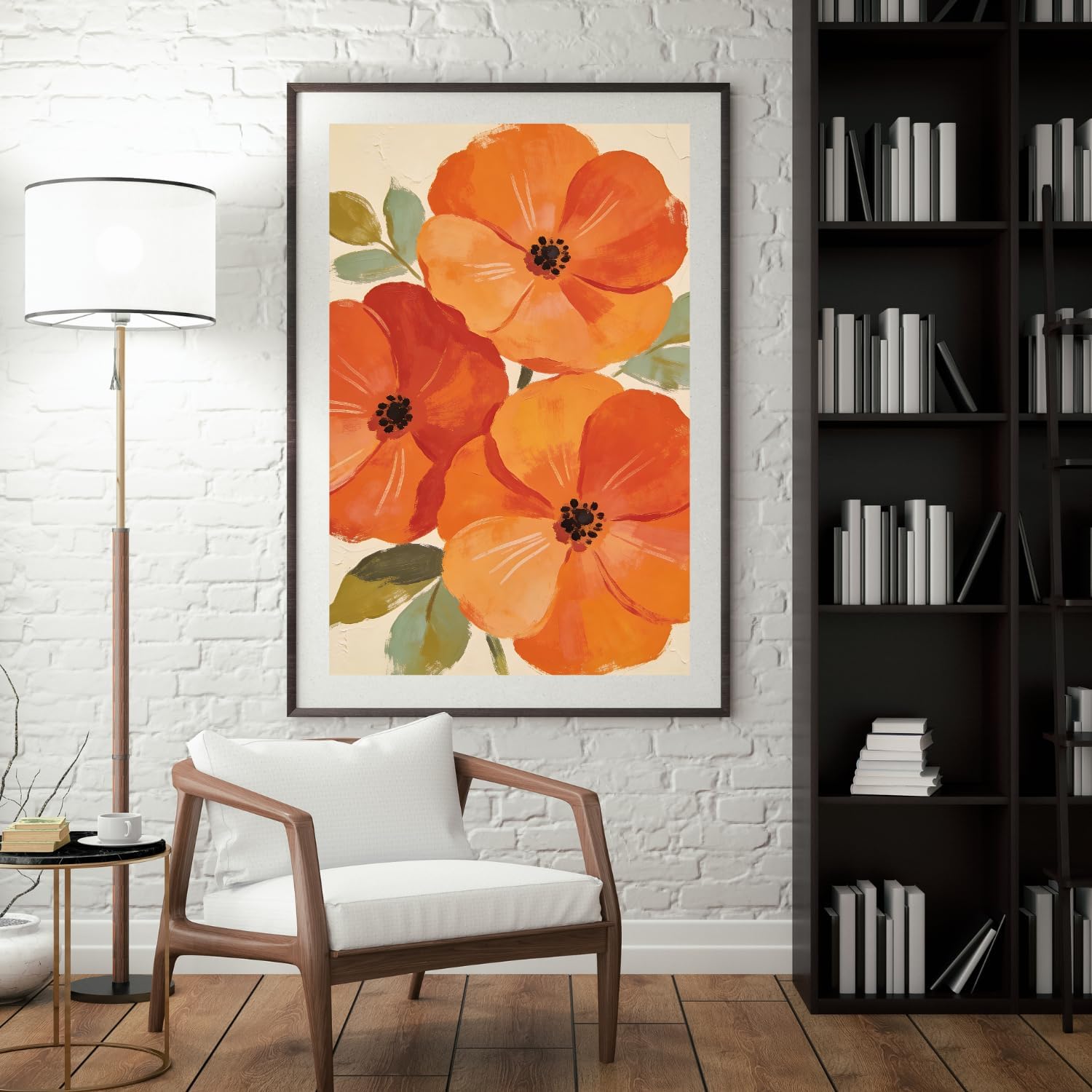 Lawrence Williams Designs Orange Floral Poster - Bold Modern Botanical Wall Art - Contemporary Flower Artwork Design - Warm Vibrant Nature Home Decor for Bedroom, Living Room or Studio - 8x10 Unframed Print image 5