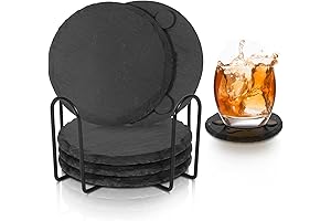 Sleek Men's Home Décor: Black Slate Coasters for a Sophisticated Touch