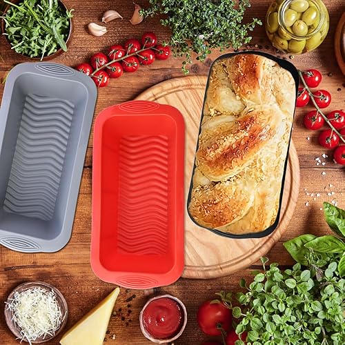 Miniatura 6 de Juego de 3 moldes de silicona antiadherentes para pan y pan, sin BPA y aptos para lavavajillas, moldes de silicona para hornear para pan casero,
