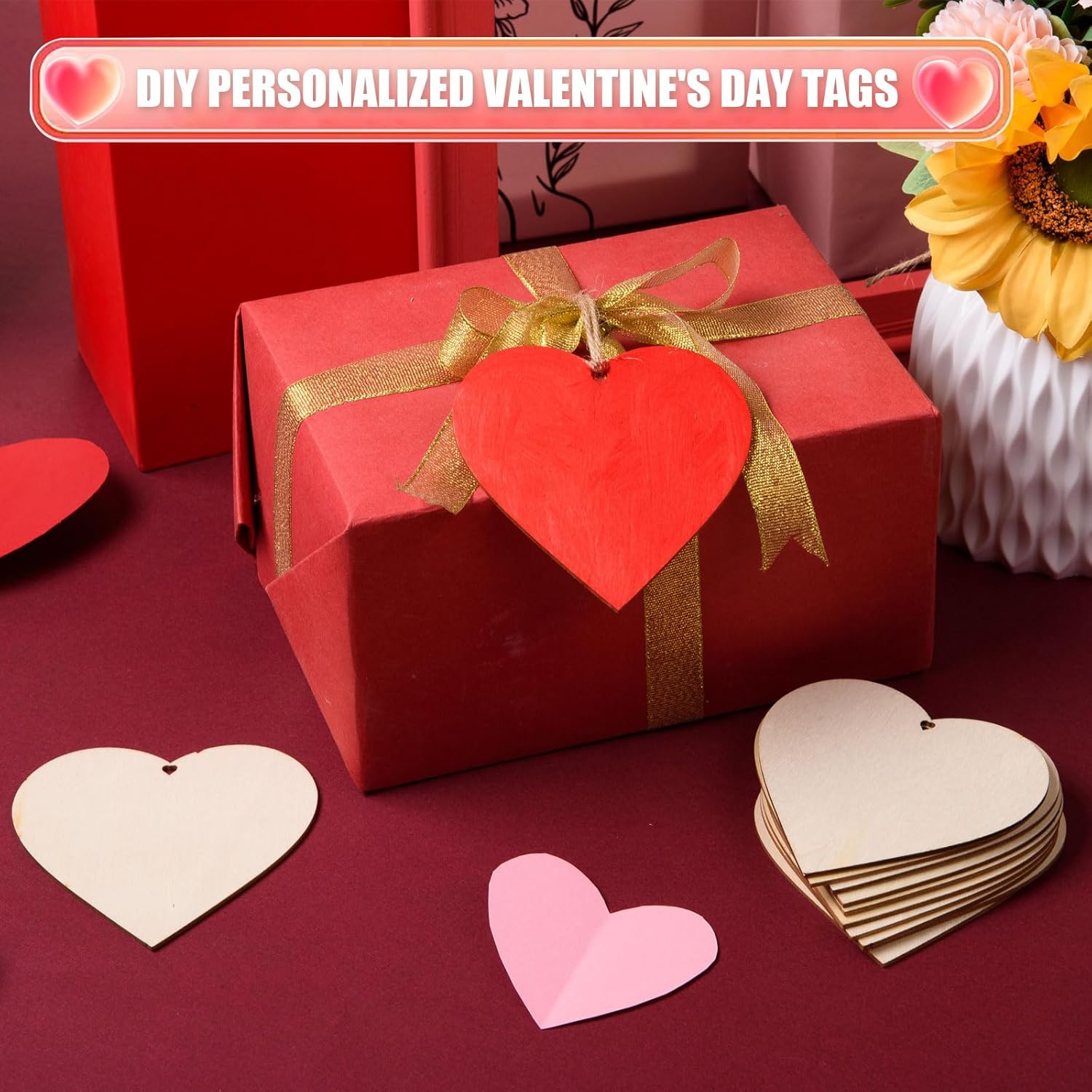 AWIZOM 60 Pcs Wooden Shamrock Heart Cutouts Unfinished Wood Clover Heart Ornaments to Paint Blank Wooden Slices with Twine for DIY Crafts Valentine St. Patrick's Day Tags Hanging Decorations - Image 4