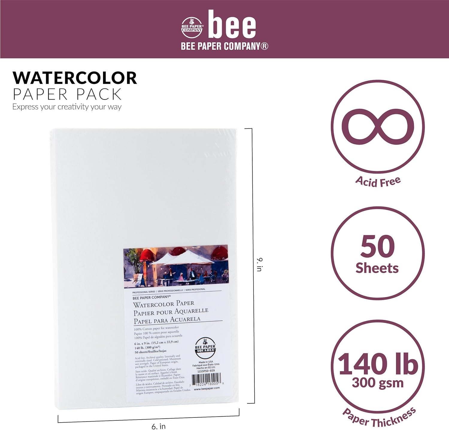 Bee Paper Company Watercolor Paper 100% Cotton Roll