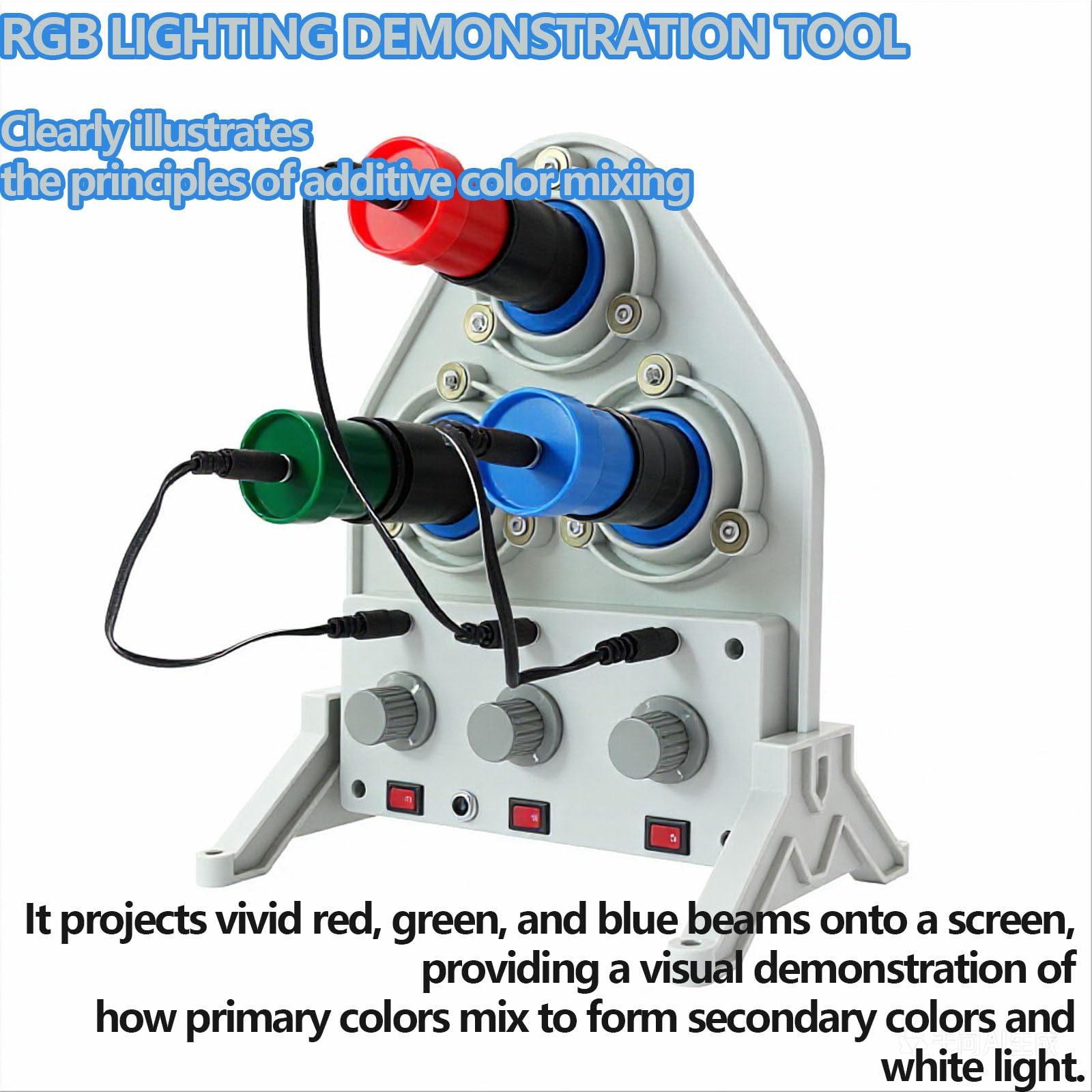 DREI-primärfarben-lichtdemonstrator, RGB-DREI-primärfarben-lehrdemonstrationslampe Mit Projektionsfläche, Lichtquellenrichtung Und -intensität Einstellbar, Für Lern- Und Laborzwecke