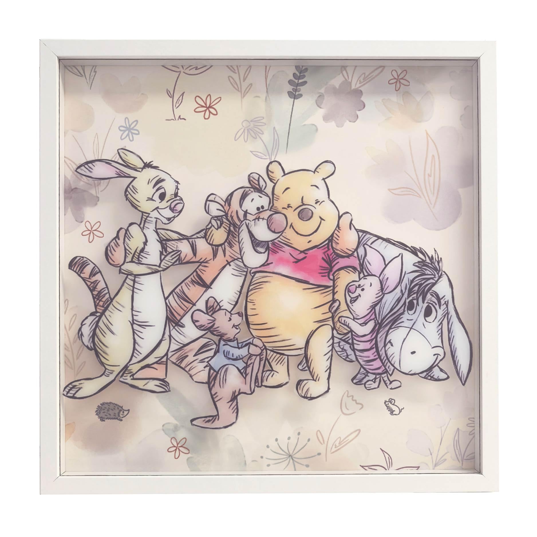 Idea Nuova Winnie The Pooh Disney Childrens Dual Layer Wall Hanging Art Décor,Mdf Frame, 16"X16"
