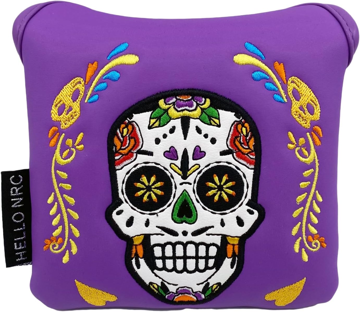 Golf Square Mallet Headcover Magnetic Closure Skull Style Golf Putter Cover Mallet Fits for Square Mallet Putters, Golf Gifts for Men Golfer, Square Mallet Putter Head Cover