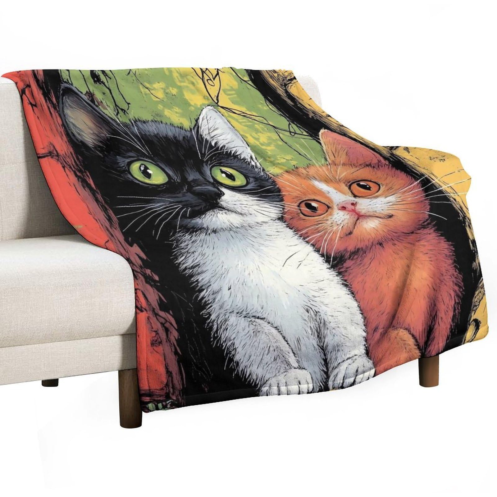 YHGSREUOH Funny Cat (4) Flannel Blankets Fleece Soft Throw Lightweight Plush Gifts for Couch, Bed, Cozy Sofa Plush, Chair, Lovers 175x200cm(70x80in)