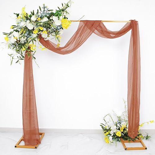 Efavormart - Paneles de cortina de organza transparente de terracota de 18 pies, cenefa para ventana, arco de boda, tela drapeada para mesa