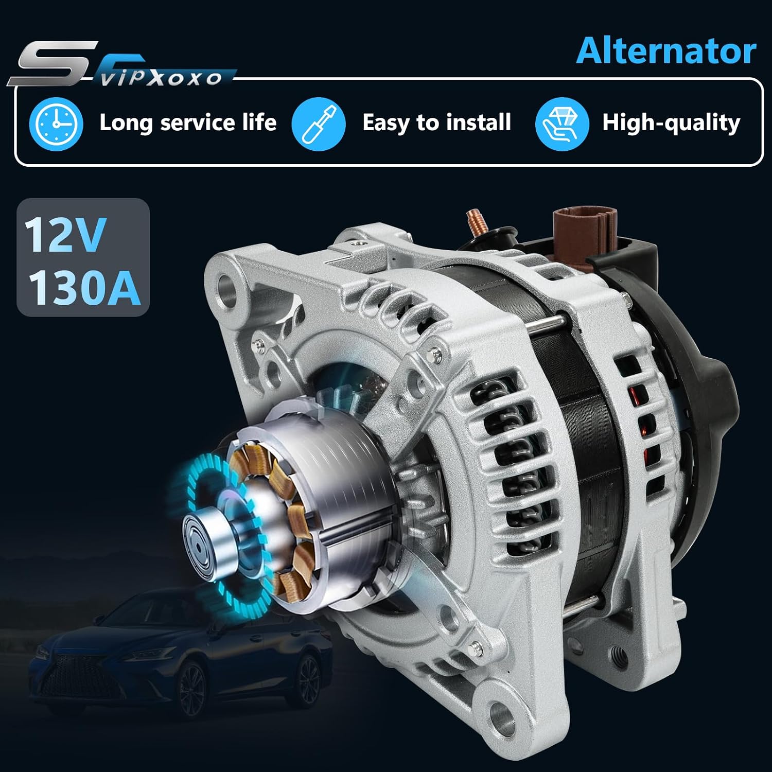 Alternator Generator Part Fit Toyota Venza 2009-2015 | Highlander 2008-2013 | Avalon 2005-2018 | Rx350 2007-2009 3.5 3.5L, AC generator Replace 104210-4573 104210-2100 104210-2101 104210-2104
