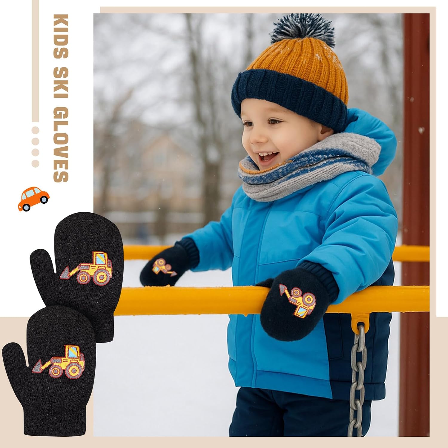 2-4 Toddler Magic Mittens Gloves Winter Kids Mittens Unisex Baby Warm Knitted Stretch Gloves