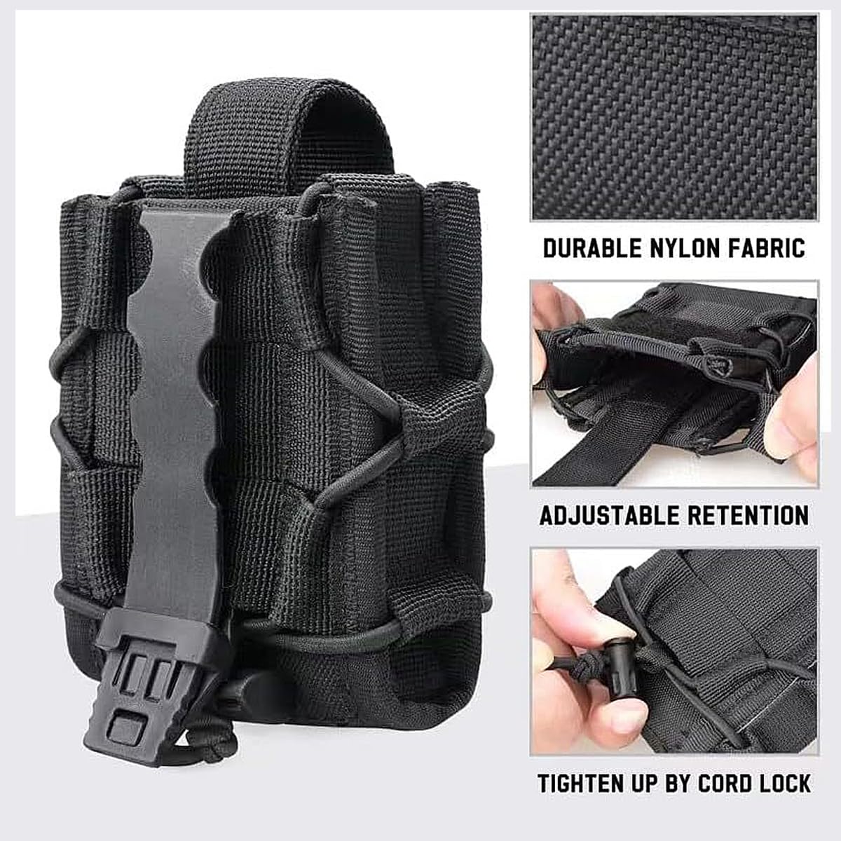 Molle - Funda para esposas, parte superior abierta, bolsa de puño para cinturón de servicio/chaleco táctico Molle - 3