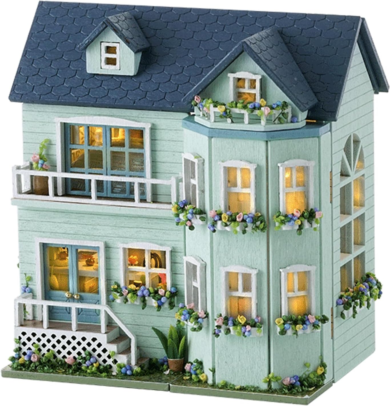 Flever Dollhouse Miniature DIY House Kit Creative Room with Furniture for Romantic Valentine's Gift (Warm House)