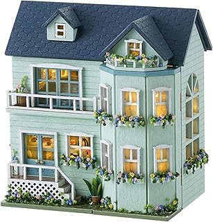 Flever Dollhouse Miniature DIY House Kit Creative Room with Furniture for Romantic Valentine's Gift (Warm House)