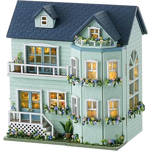 Flever Dollhouse Miniature DIY House Kit Creative Room with Furniture for Romantic Valentine's Gift (Warm House)