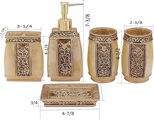 Miniatura 5 de LUANT Juego de accesorios de baño de 5 piezas, juego de baño de colección con dispensador de jabón, soporte para cepillos de dientes, vaso y jabón