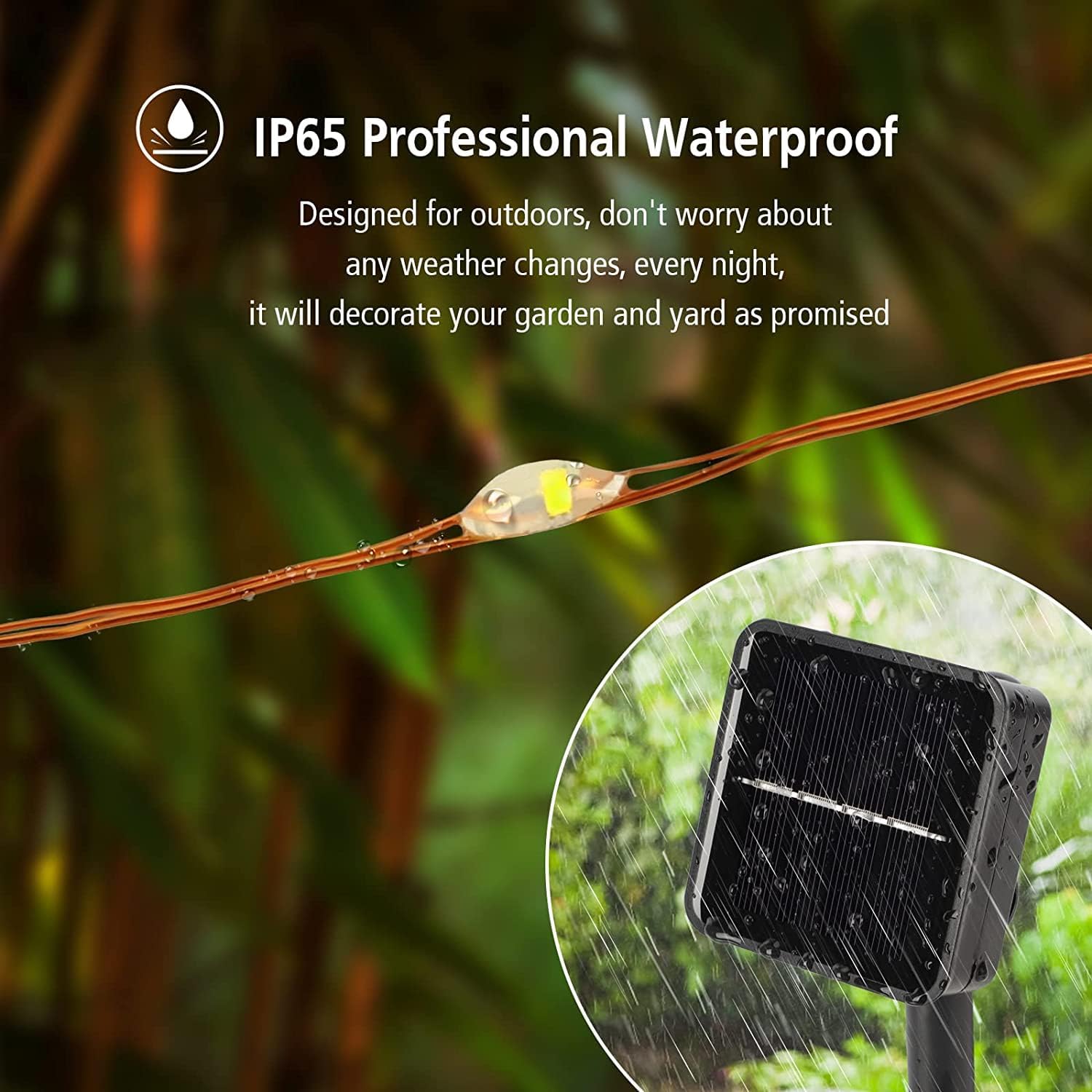 Solar Fairy Lights, 2 x 12 m 100 LED Solar String Lights with 8 Modes, 800 mHA Waterproof Christmas Lights Outdoor for Garden, Bush, Railing and Christmas Decoration