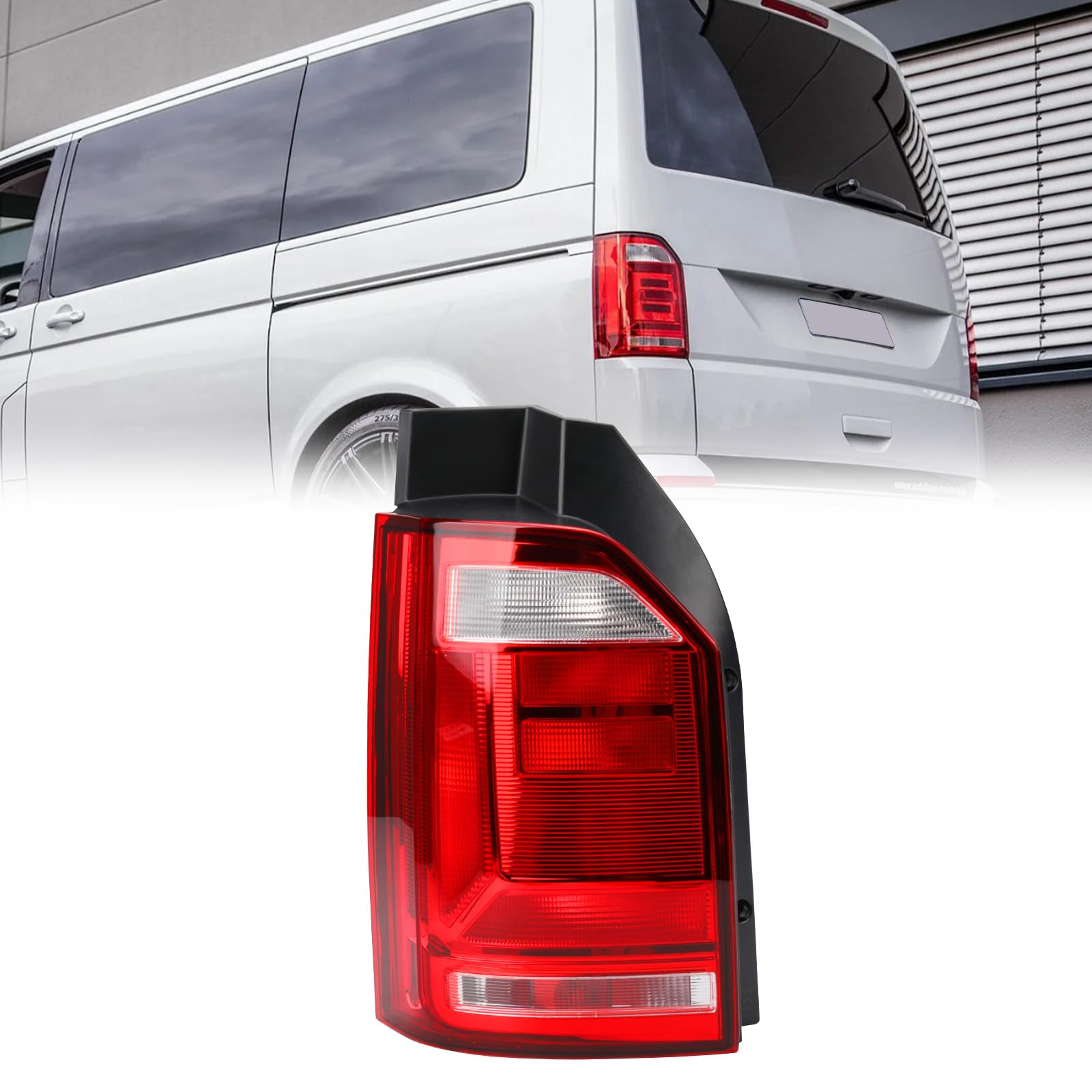 Luz trasera sin bombilla izquierda de repuesto para VW Transporter T6 Van 2015 – 2019, luz trasera básica roja transparente, 7E0945095K 7E0945095R 7E0945095AA 7E0945095AD