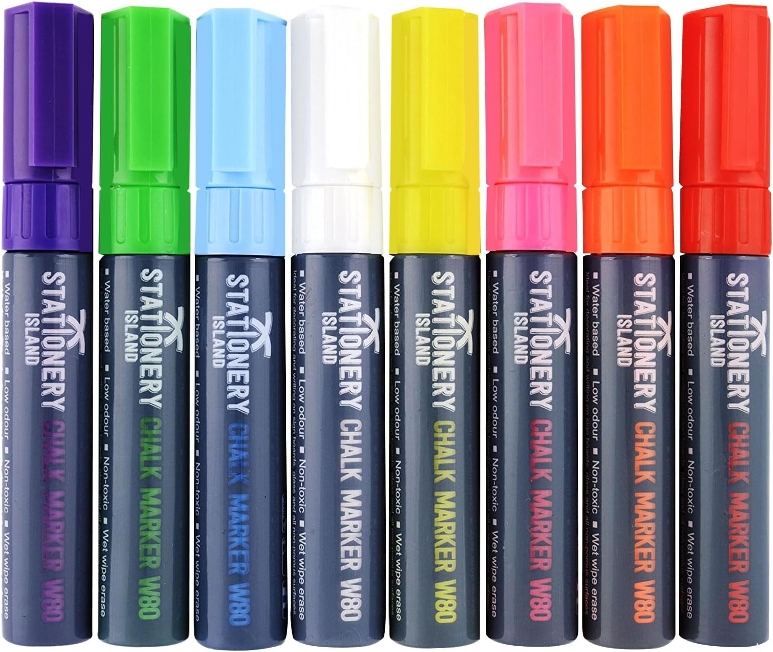 BUYZIA Liquid Chalk Pens for Blackboards, Windows & Glass, 6mm Reversible Tip Neon Color Chalk