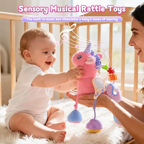 Miniatura 2 de Juguetes para bebés de 0 a 6 meses, juguetes sensoriales para el tiempo boca abajo, sonajero musical para recién nacido de 0, 3, 6, 9, 12 meses,