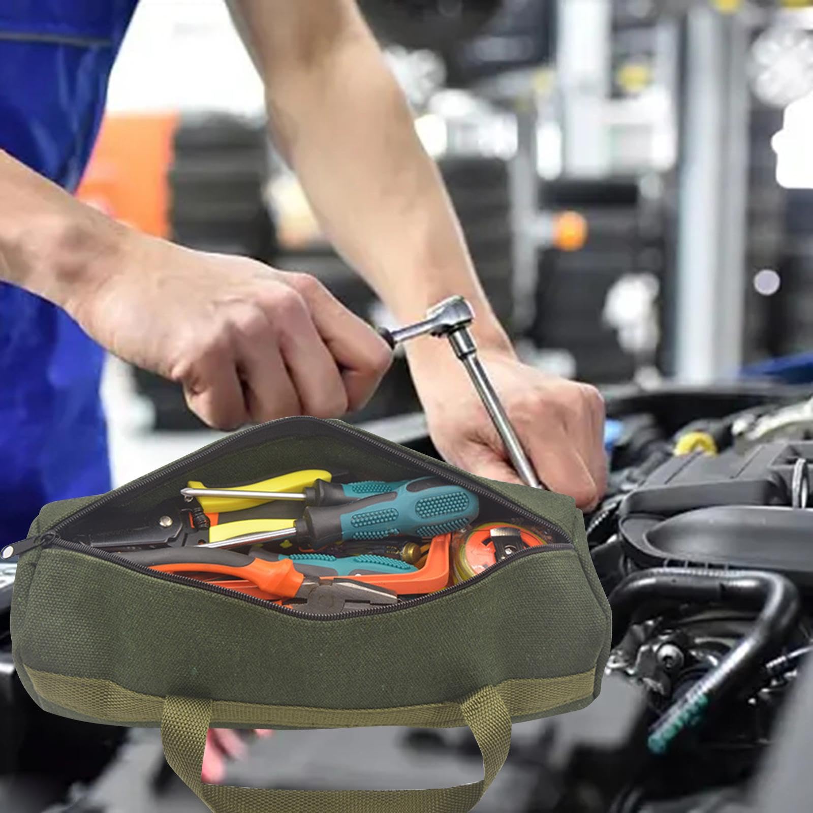 Borsa Attrezzi In Tela Resistente Con Cerniera, 40,6 Cm, Ampia Apertura – Per Elettricisti, Idraulici E Fai-da-te