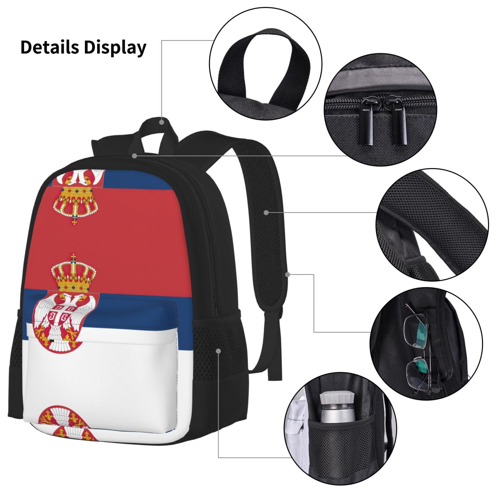 Flaga Serbii plecak dziecko chłopcy dziewczęta pudełko na lunch szkoła torba zestaw uczniów szkoły student prezent, Czarny, One Size, Bagaż