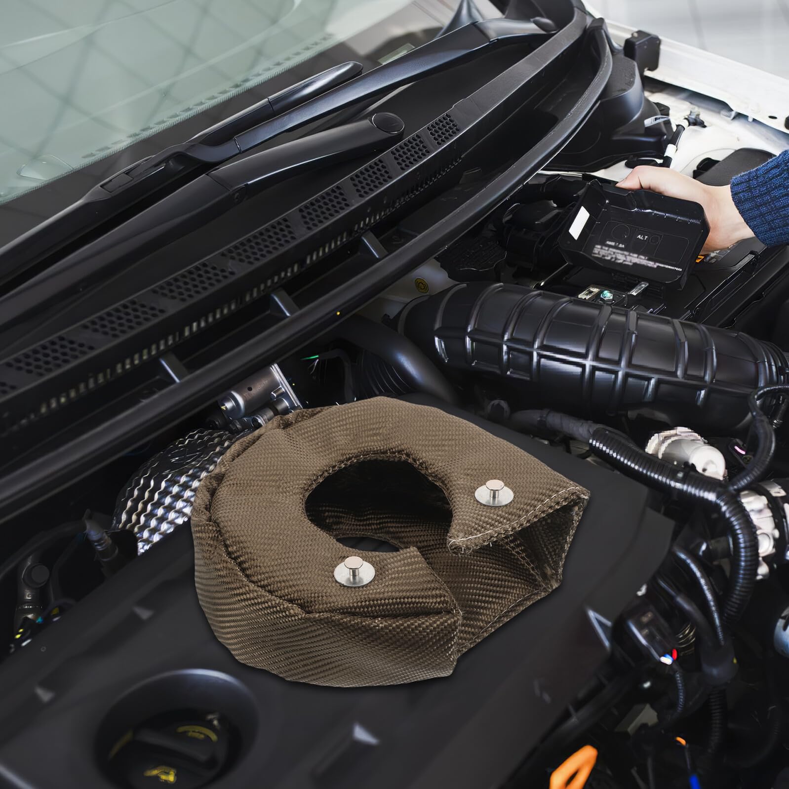 ORFOFE Copertura Motore Turbo Blanket T3 Scudo Termico Resistente Alte Temperature, Protezione Turbocompressore per Motori Diesel, Riduzione Rumore e Sicurezza Motore Automobili