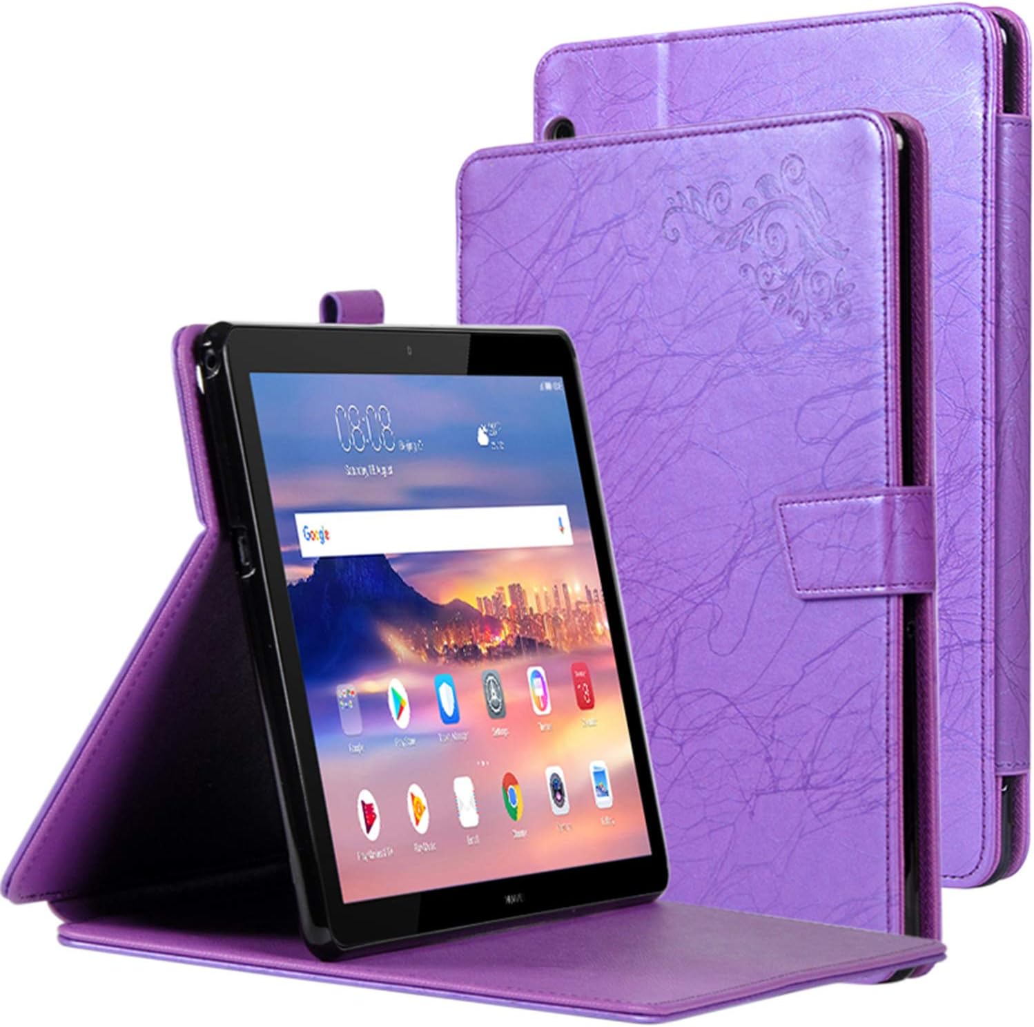 Custodia Flip In PU Per Huawei MediaPad T5 10.1” – Motivo Medusa E Spiaggia, Con Funzione Stand E Protezione Antiurto - 2