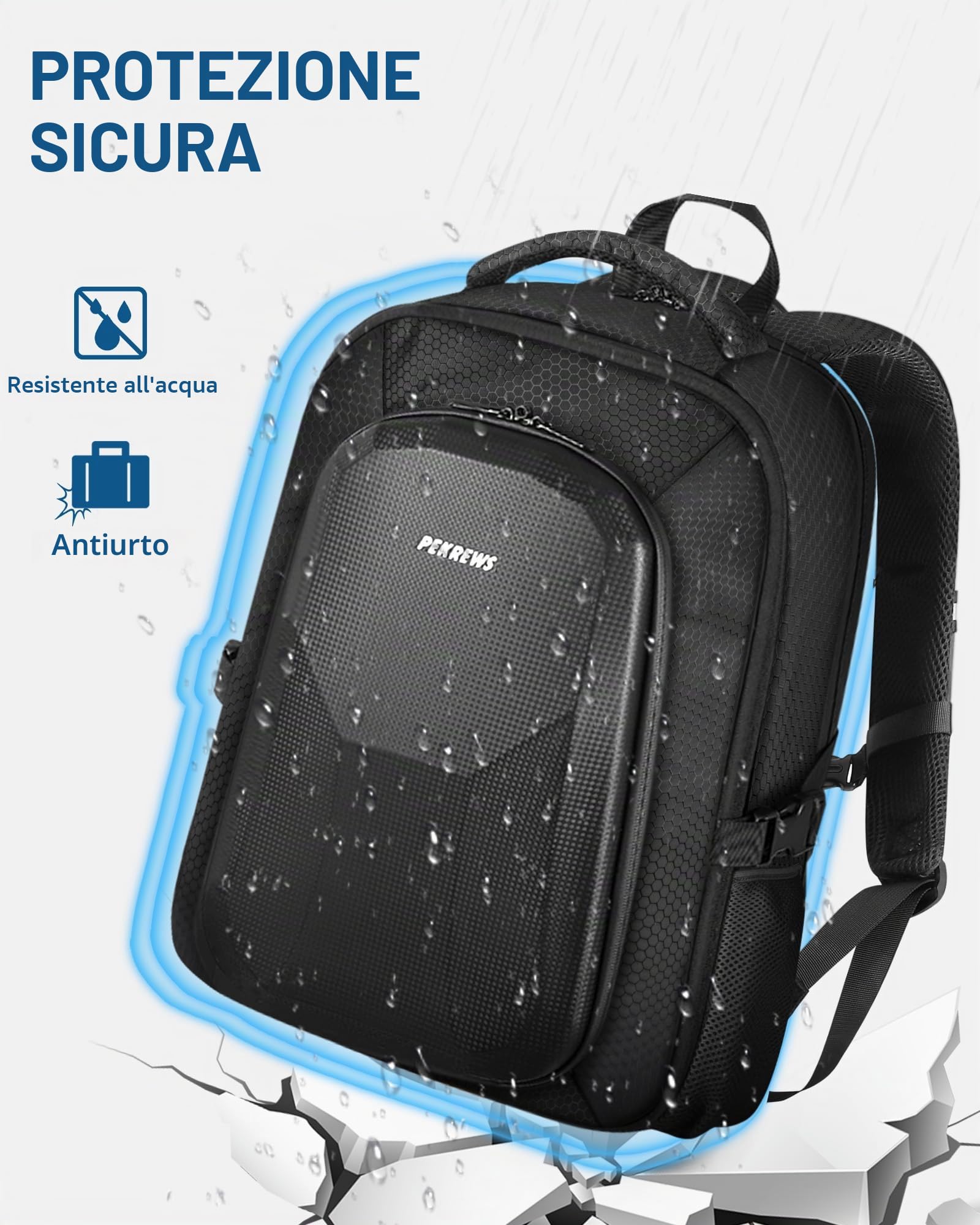 PEKREWS Zaino per Mini 5 Pro, Zaino Grande Capacità per DJI Mini 5 Pro, RC 2/RC-N3, Compatibile Con Laptop 15,6 Pollici, Custodia Rigida Idrorepellente per Accessori Fly More Combo
