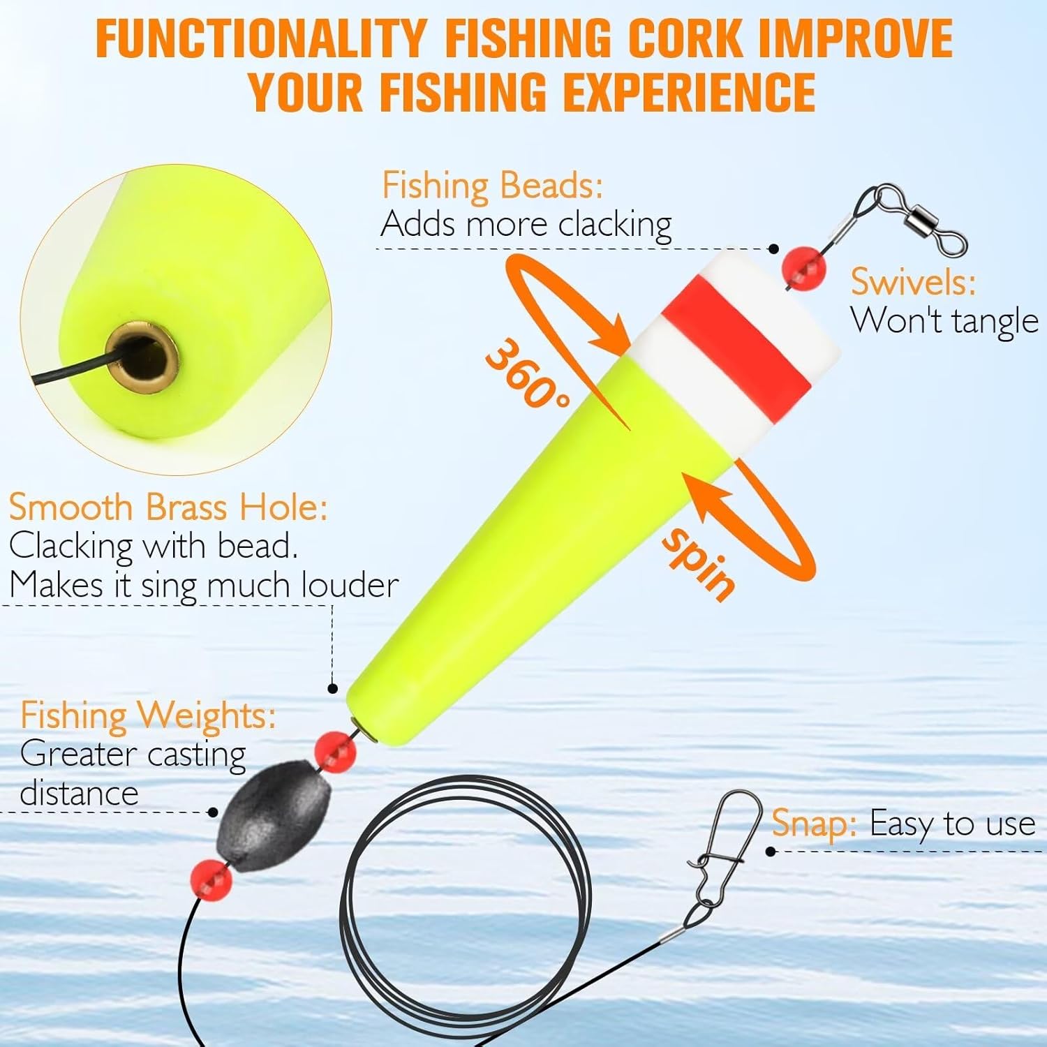 Dovesun Carp Fishing Hair Rigs+Popping Cork Float Rig Weighted Fishing Bobbers Floats